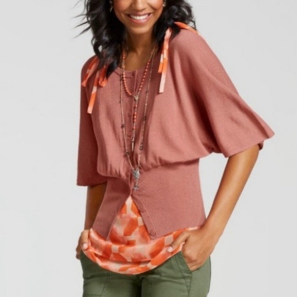 CAbi Brick Dust Pink Alegria‎ Kimono Cardigan Size Medium